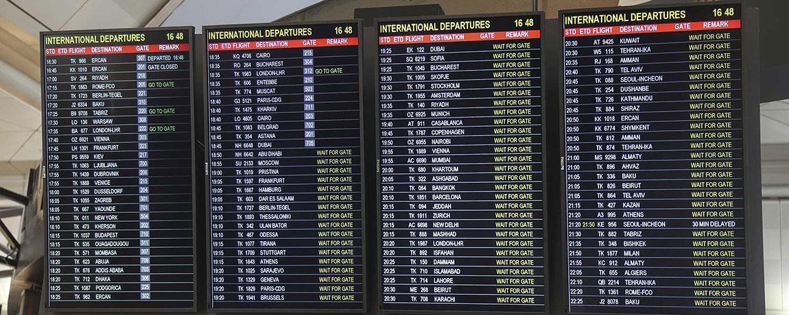Online board of departures and arrivals