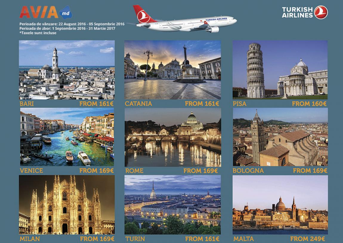 Cele mai mici preţuri cu AVIA.MD şi Turkish Airlines!